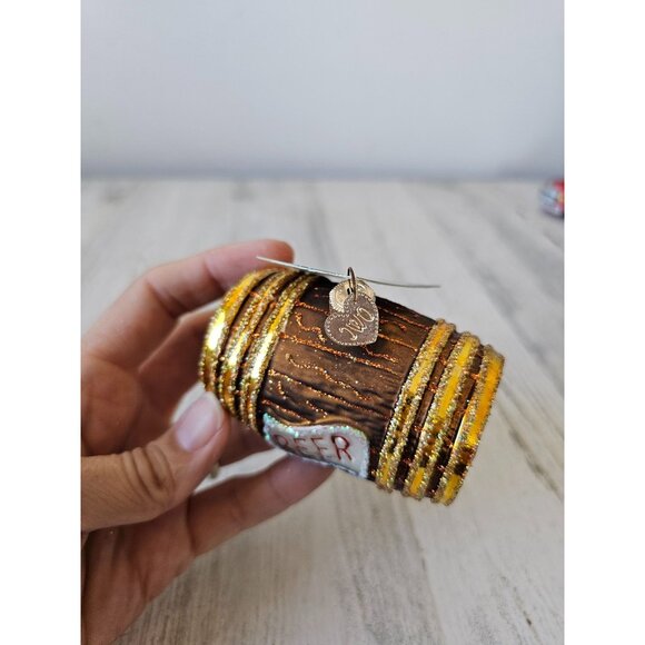 Old world OWC beer keg glass ornament gold glitter Xmas tree - Picture 7 of 8